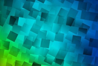 Açık mavi, çizgileri ve dikdörtgenleri olan yeşil vektör düzeni. Renkli dikdörtgenlerle modern soyut çizimler. Reklamlar için desen.