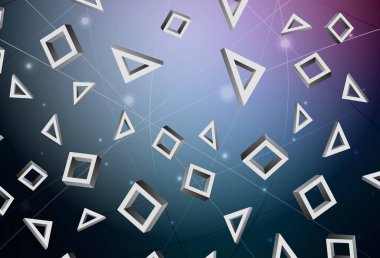 Koyu pembe, mavi vektör arka planı çokgen biçiminde. Dikdörtgen şekilli soyut çizimler. İniş sayfası için modern şablon.