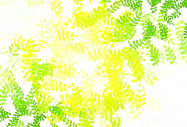 Vert Clair Motif Vectoriel Jaune Doodle Avec Des Feuilles Illustration — Image vectorielle