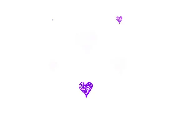 Φωτεινό Μωβ Διάνυσμα Φόντο Λαμπερές Καρδιές Εικονογράφηση Σχήματα Βαθμονομημένων Καρδιών — Διανυσματικό Αρχείο