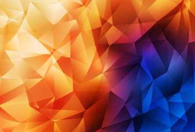 Açık mavi, sarı vektör çokgen desen. Üçgenlerden oluşan parlayan çokgen çizimler. Dizaynınız için üçgen desen.