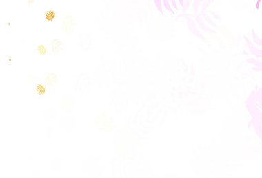 Açık pembe, sarı vektör doğal arka plan yapraklı. Parlak renkli çizimler ve karalama tarzında yapraklar. Web siteleri ve pankartlar için desenli desen.