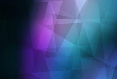 Koyu pembe, mavi vektör düşük polimerli düzen. Gradyanı olan zarif parlak çokgen çizimi. Dizaynınız için üçgen desen.