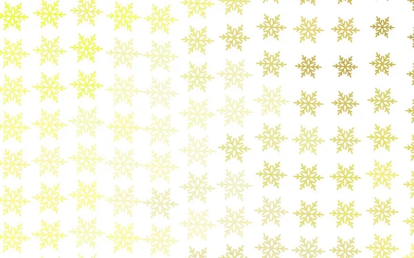 Fondo Vectorial Amarillo Claro Con Copos Nieve Navidad Estrellas Ilustración — Vector de stock