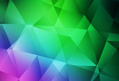 Açık Pembe, yeşil vektör soyut mozaik arka plan. Zarif üçgenleri olan soyut çizimler. Pankartın için tamamen yeni bir şablon.