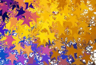 Açık mavi, renkli yıldızlı kırmızı vektör arkaplan. Bulanık arkaplanda gradyanı olan yıldızlar. Astroloji web siteleri için desen.