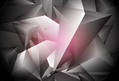 Çizgileri ve üçgenleri olan koyu pembe vektör düzeni. Renkli üçgenlerin olduğu bir resim. Web siteniz için basit tasarım.