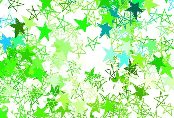 Textura Vectorial Verde Claro Con Hermosas Estrellas Ilustración Decorativa Brillante — Vector de stock