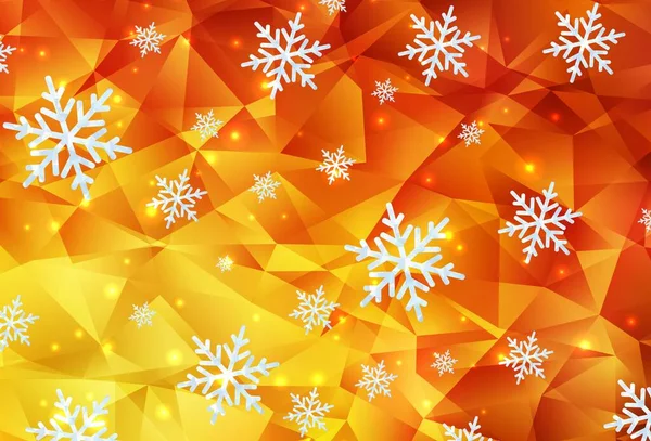 浅红色 黄色矢量模板与冰块 色彩艳丽的图画 圣诞风格的雪 新年广告 小册子的设计 — 图库矢量图片