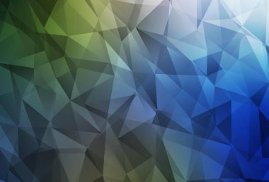 Koyu mavi, yeşil vektör soyut mozaik desen. Soyut ve üçgenli renkli çizimler. Cep telefonunun arka planının şablonu.