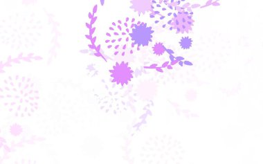 Açık Mor, pembe vektör karalama arkaplanı çiçekler, güller. Çiçekli yepyeni renkli bir illüstrasyon. Duvar kağıdı tasarımınız için yeni bir doku.