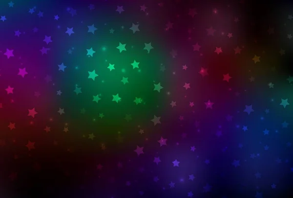 Dark Multicolor Vector Template Ice Snowflakes Stars Glitter Abstract Illustration — Stock Vector