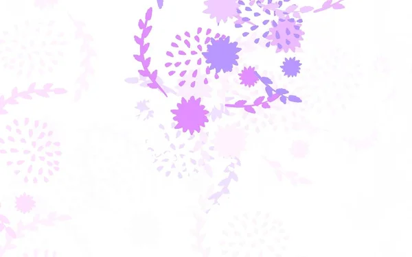 Helllila Rosa Vektor Doodle Hintergrund Mit Blumen Rosen Brandneue Farbige — Stockvektor