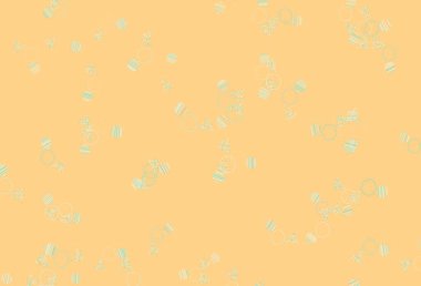 Açık mavi, kristalli sarı vektör şablonu, daireler. Küreleri ve üçgen çizgileri olan soyut çizimler. Reklamlarınız için akıllı tasarım.