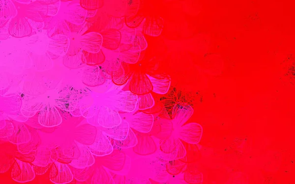 深粉色 红色矢量涂鸦图案与树 一个精致明亮的插花的插图 全新的商业设计风格 — 图库矢量图片