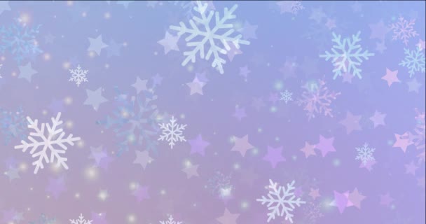 Resumen Año Nuevo Fondo Colorido Navidad Con Copos Nieve — Vídeos de Stock