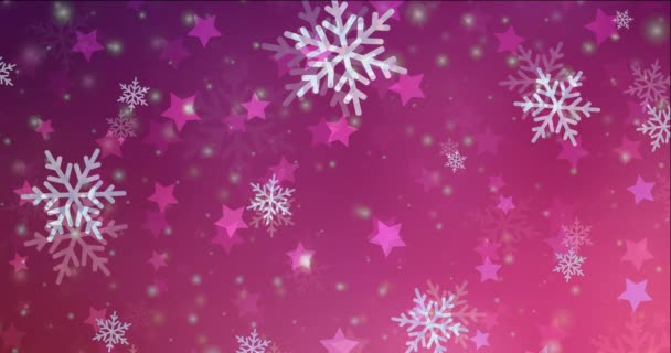 新年和圣诞节五彩缤纷的背景和雪花 — 图库视频影像