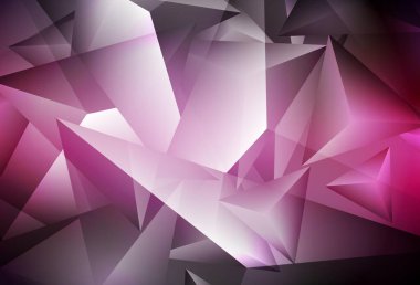 Çizgileri ve üçgenleri olan koyu pembe vektör düzeni. Üçgen şekilli ışıltılı soyut çizimler. İşiniz için en iyi akıllı tasarım.