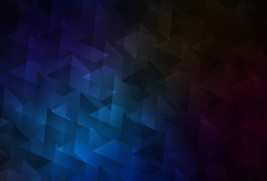 Çokgen biçiminde koyu mavi vektör arkaplanı. Renkli dikdörtgenleri olan bir resim. İş ilanları, broşürler, broşürler için desen