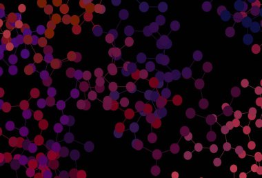 Koyu mavi, kırmızı vektör dokusu ve yapay zeka konsepti. Soyut şablondaki yapay zeka şekilleriyle parlayan illüstrasyon. Bilim için desen, geleceksel tasarımlar..