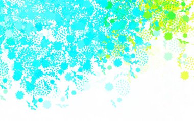 Açık mavi, yeşil vektör doğal sanat eserleri, çiçekler, güller. Renkli, soyut karalama çiçekleri olan bir resim. Ağ ve ambalaj için elle boyanmış tasarım.