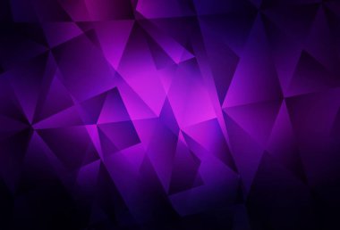 Koyu Mor, pembe vektör çokgen arkaplan. Üçgenlerden oluşan parlayan çokgen çizimler. Web siteniz için yeni bir doku.