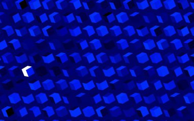 Kare şeklinde koyu mavi vektör deseni. Dikdörtgenleri ve kareleri olan güzel bir çizim. Şablon bir arkaplan olarak kullanılabilir.