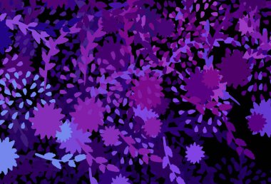 Koyu mor, Memphis şekilli pembe vektör arkaplan. Rastgele şekillerle soyut tarzda dekoratif tasarım. İşiniz için en iyi akıllı tasarım.