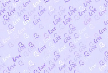 Tatlı kalpli hafif Mor vektör arkaplanı. Bulanık arkaplanda gradyan kalp şekilleri olan bir resim. Sevgililer günü ilanı ve kitapçıkları için bir model..