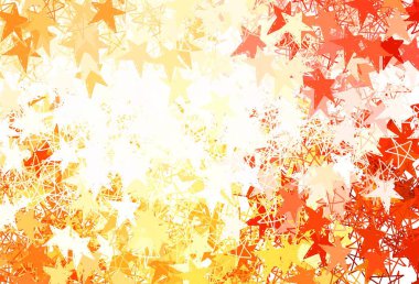 Küçük ve büyük yıldızlı hafif turuncu vektör arkaplanı. Renkli yıldızlı soyut çizimler. Fütürist reklamlar ve kitapçıklar için şablon.