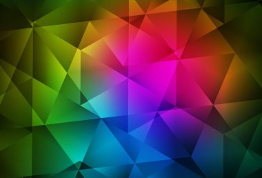 Koyu pembe, yeşil vektör eğimli üçgen şablon. Gradyanı olan zarif parlak çokgen çizimi. İşiniz için yepyeni bir tasarım..