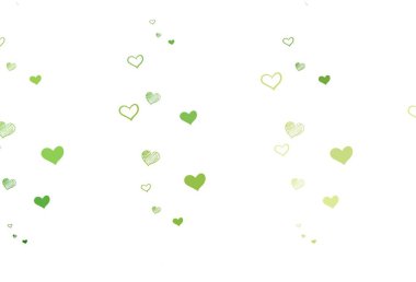 Açık yeşil, kalpleri olan sarı vektör arkaplan. Kalpli basit bir dekoratif tasarım. Evlilik hediyeleri için örnek, tebrikler..