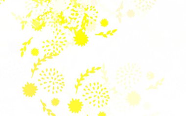 Açık yeşil, sarı vektör karalama şablonu çiçekli soyut çizim ve karalama tarzı çiçekler. Web ve broşürler için elle boyanmış tasarım.