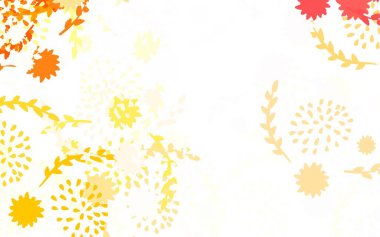 Açık Turuncu vektör doğal fon çiçekli, güllü. Çiçekli yepyeni renkli bir illüstrasyon. Web siteniz için Doodle tasarımı.