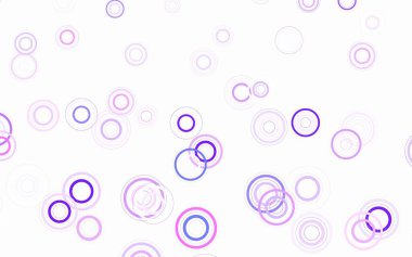 Açık pembe, diskleri olan mavi vektör dokusu. Parlak renkli soyut çemberlerin olduğu bir resim. Fütürist reklamlar ve kitapçıklar için şablon.