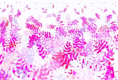 Açık mavi, kırmızı vektör yapraklı doğal sanat eseri. Yaprakları karalama tarzında renkli ve soyut çizimler. Web siteleri ve pankartlar için desenli desen.