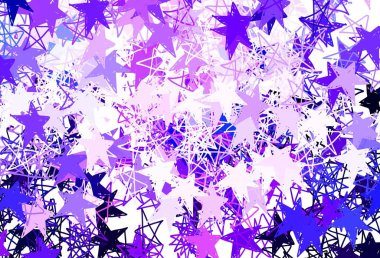 Gökyüzü yıldızlı açık mor vektör şablonu. Bulanık arkaplanda gradyanı olan yıldızlar. Astroloji web siteleri için desen.