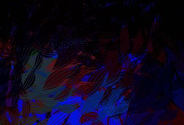 Koyu renkli vektör karalama arkaplanı yapraklarla. Origami tarzındaki yaprakların gradyanlı karalama çizimi. Duvar kağıtları, boyama kitapları için desen.