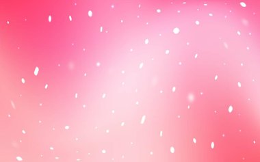 Açık pembe, sarı vektör desenli ve Noel kar taneli. Karla kaplanmış bulanık dekoratif tasarım. Reklamınız, posteriniz, afişiniz için yeni yıl tasarımı.