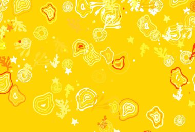 Kaotik şekilli açık sarı vektör şablonu. Renkli rastgele şekillerle modern soyut illüstrasyon. Web siteniz için basit tasarım.