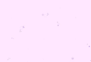 Işık Mor çizgileri, daireleri ve çizgileri olan vektör düzeni. Çemberler ve üçgenlerle soyut gradyan çizimi. Poster ve afiş için en iyi tasarım.