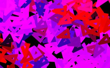 Koyu pembe, üçgenli kırmızı vektör arka planı. Üçgen şekilli ışıltılı soyut çizimler. Bir cep telefonu için arka plan.