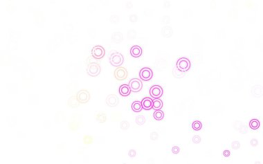 Açık pembe, baloncuklu sarı vektör arkaplan. Renkli su damlaları olan modern soyut çizimler. Güzel web siteleri için desen.