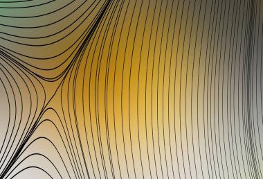 Eğri çizgileri olan koyu sarı vektör arkaplan. Çağdaş gradyan soyut çizgileri olan çizimler. Markan için yeni kompozisyon.