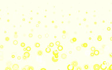 Lekeli açık sarı vektör arkaplan. Renkli su damlaları olan modern soyut çizimler. Fütürist reklamlar ve kitapçıklar için şablon.