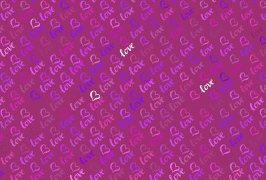 Açık Mor, Pembe vektör arkaplan ve parlak kalpler. Renkli arkaplanda güzel soyut kalpler. Karnaval için şablon, festival için romantik broşürler.