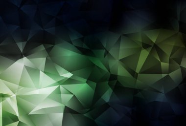 Koyu yeşil vektör soyut mozaik zemin. Üçgenli parlak renkli çizimler. Bir markanın arkaplanı için desen.