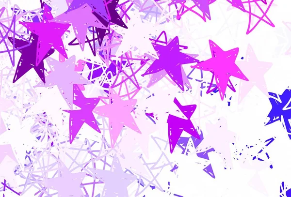 Light Purple Vector Background Colored Stars Decorative Shining Illustration Stars — Vettoriale Stock