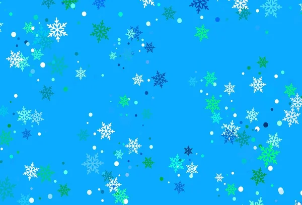 Luz Verde Fundo Vetorial Com Flocos Neve Xmas Ilustração Colorida —  Vetores de Stock