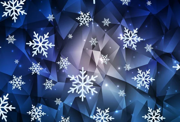 Koyu Pembe Xmas Kar Taneleri Yıldızlı Mavi Vektör Arkaplan Yılbaşı — Stok Vektör